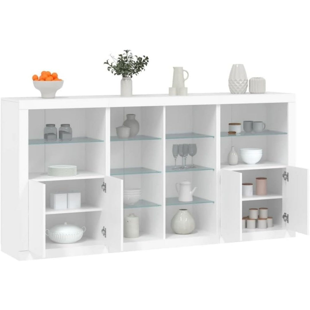 LED Beleuchtung praegt das Sideboard aus Holzwerkstoff