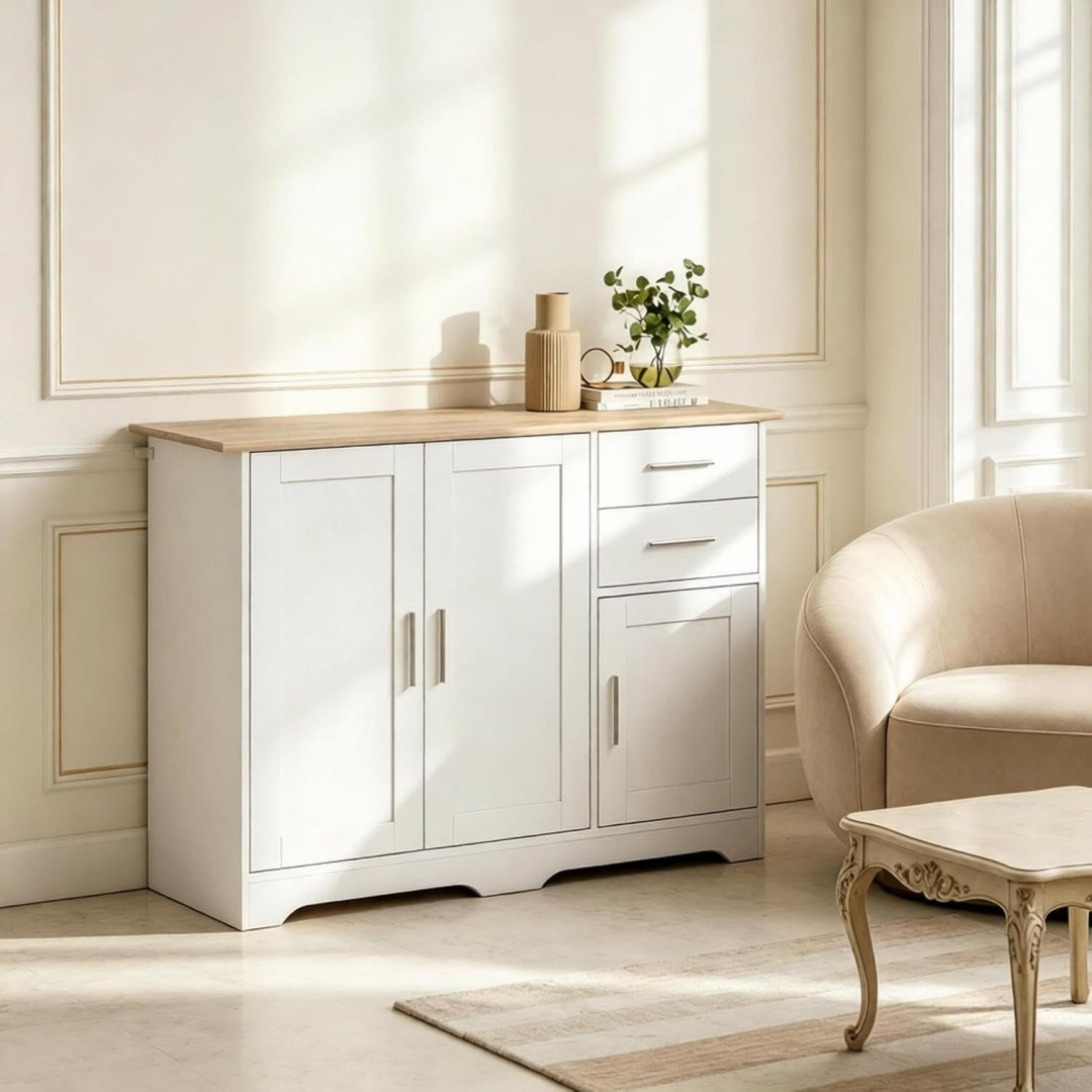 Hoehenverstellung trifft auf 2 Schubladen an dem Sideboard