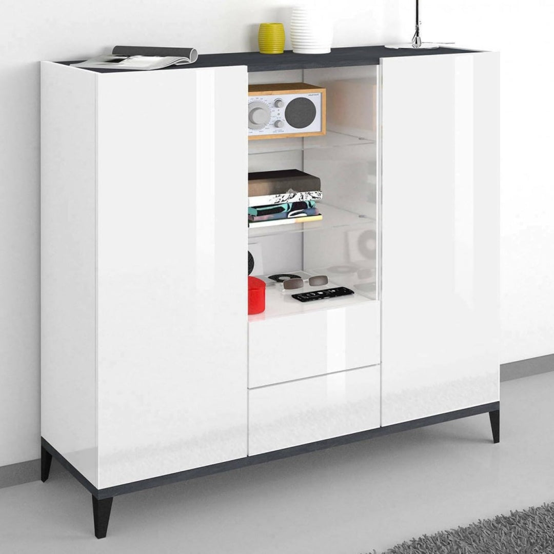 Sideboard verbindet 2 Tueren und Glasablagen