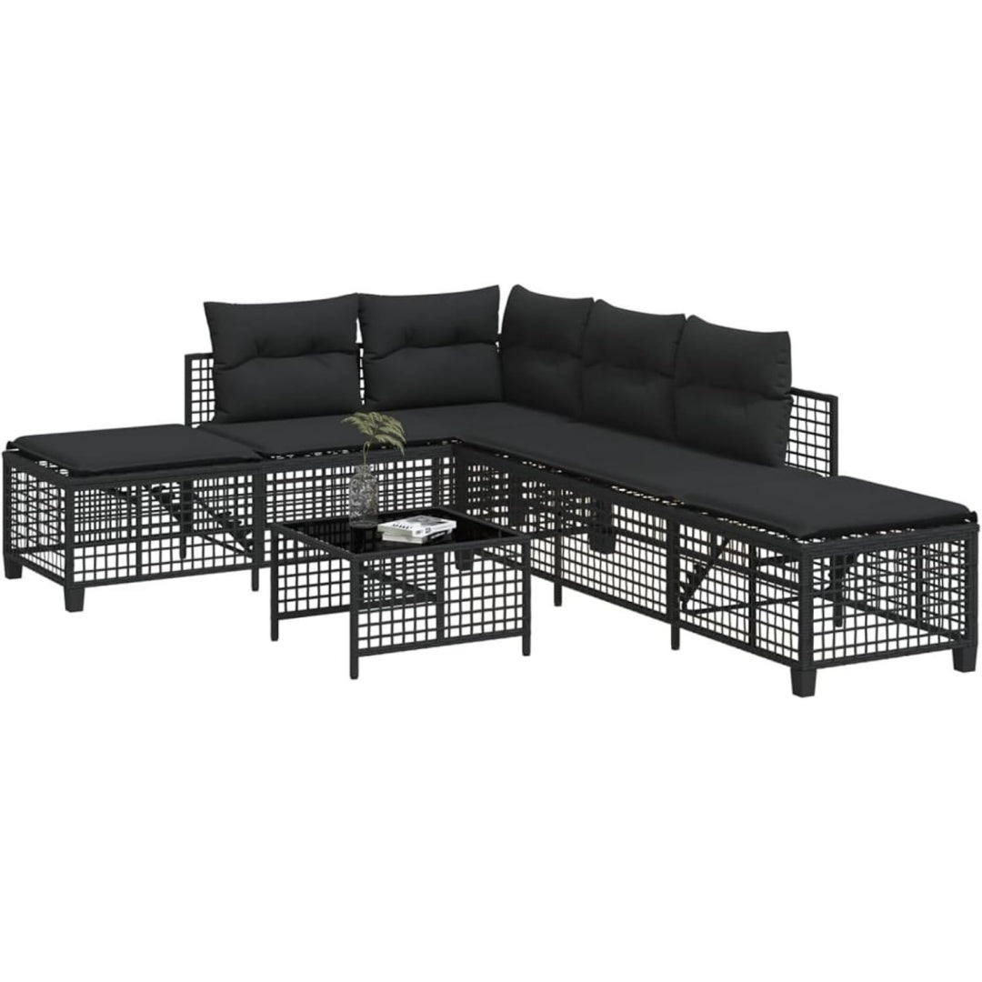 Flechtoptik an der Sofagarnitur aus Rattan