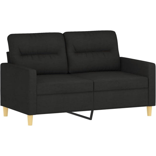Sofa mit Armlehnen, weichen Polstern und einem Metallgestell