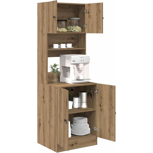 Holzoptik und offene Ablagen an dem Sideboard