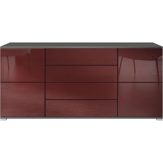 4 Tueren und glaenzende Oberflaechen an dem Sideboard