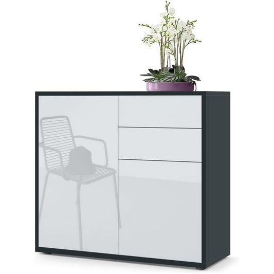 Sideboard mit grifflosen Fronten, 2 Tueren und glaenzenden Oberflaechen