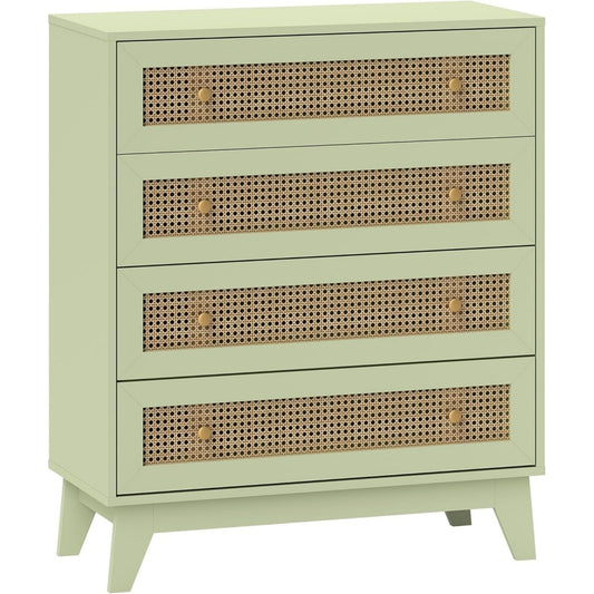 Flechtoptik praegt das Sideboard in Naturbraun und Gruen