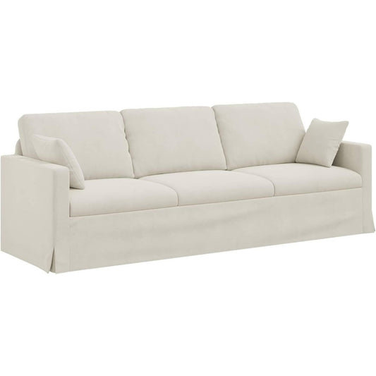 Armlehnen und Kunststofffuesse an dem Sofa